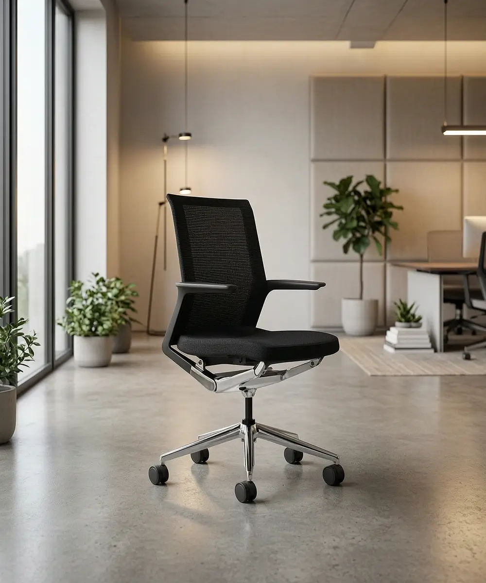 Plaza Ergonomic Meeting Chair | Black Mesh Chair