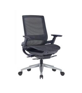 EEM-001B-BK Mid Back Full Mesh Ergonomic Chair - Black Frame Black Full Mesh