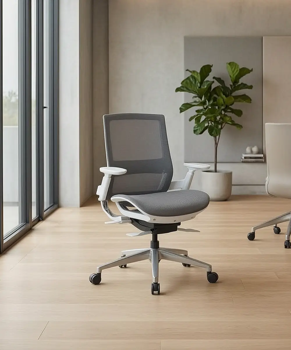EEM-001B-HS Mid Back Full Mesh Ergonomic Chair - Grey Frame