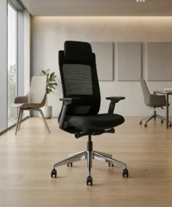 EVL-002A High Back Mesh Ergonomic Chair - Black Mesh Back and Fabric Seat