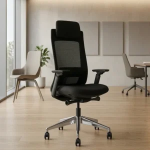 EVL-002A High Back Mesh Ergonomic Chair - Black Mesh Back and Fabric Seat