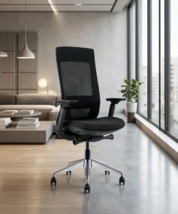 EVL-002B Mid Back Mesh Ergonomic Office Chair - Black Mesh Back Fabric Seat