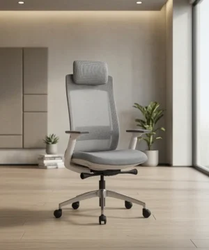 EVL-004A High Back Mesh Ergonomic Office Chair - White Frame