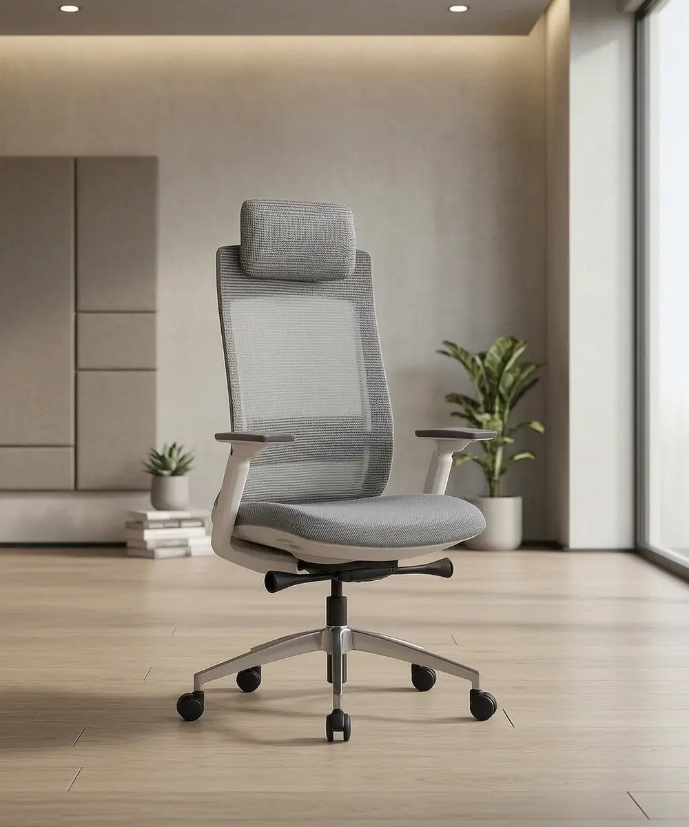 EVL-004A High Back Mesh Ergonomic Office Chair - White Frame