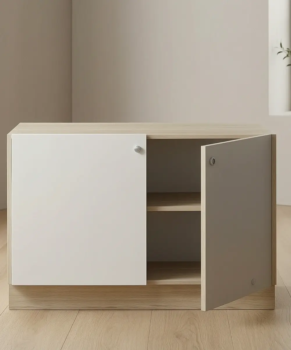 2 Compartment Closed Office Storage Cabinet with 1 Adjustable Shelf