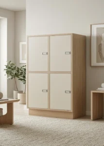 Office Locker Unit Dubai - Two Compartment, 4 Inset Doors, 1200H, 18mm MDF Melamine Laminate