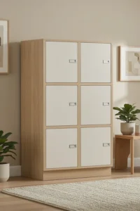 Tall Staff Locker Dubai - Two Compartment, 6 Inset Doors, 1200H, 18mm MDF Melamine Laminate