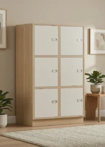 Two Compartment Inset Door Locker with 6 Inset Doors 2000, 18mm MDF Melamine Laminate