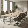 24MM TOP HALF CIRCLE MEETING TABLE WITH INCLINED LOOP LEGS FOR 8 PEOPLE