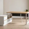 24MM TOP RECTANGULAR TABLE WITH INCLINED LOOP LEGS WITH RETURN CABINET DESK