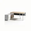24MM TOP RECTANGULAR TABLE WITH INCLINED LOOP LEGS WITH RETURN CABINET DESK L-shape office desk