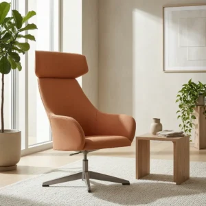 Arc Armchair, High Back, Flat Swivel, 4-Star Aluminium Base