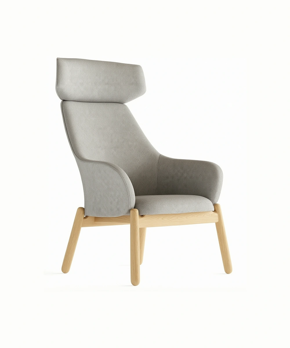Arc, High Back Armchair, 4 Legs Metal Frame Molded Foam 1 High Back Armchair