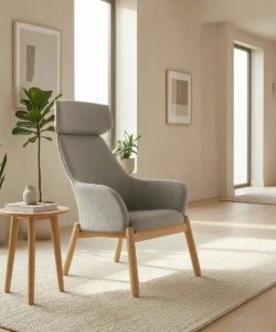 Arc High Back Armchair - High Back, 4 Legs, White Ash Wood Base