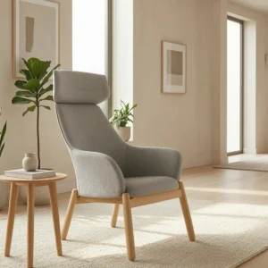 Arc High Back Armchair - High Back, 4 Legs, White Ash Wood Base