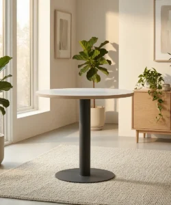 Circular MDF Lounge Coffee Table Dubai - 24mm Milky White Top, Stem Base 450H