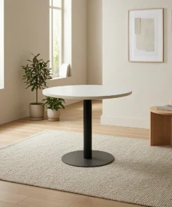 Circular MDF Poseur Table Dubai - 24mm Milky White Top, Stem Base 600H
