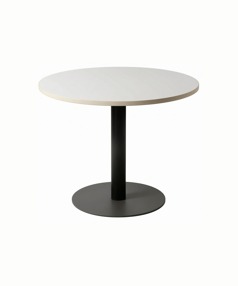 CIRCULAR MDF TOP - 24mm WITH STEM LEGS 760H 1 Circular office table