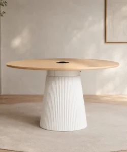Conic Work Table - 36mm MDF Top, PET Wrapped Base, Pandora Power Socket
