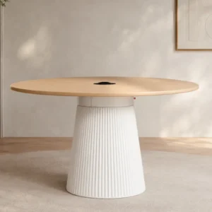 Conic Work Table - 36mm MDF Top, PET Wrapped Base, Pandora Power Socket