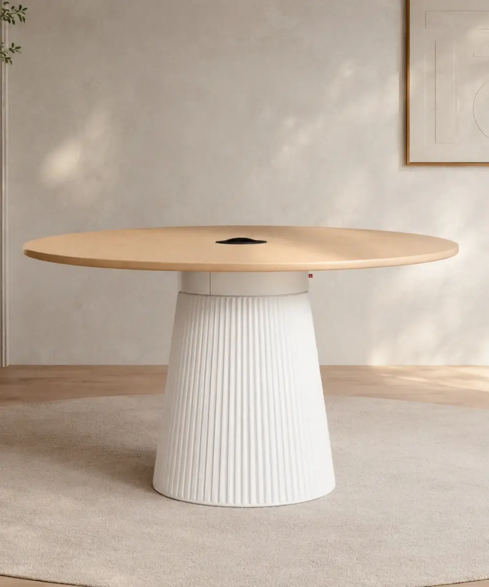 Conic Work Table - 36mm MDF Top, PET Wrapped Base, Pandora Power Socket