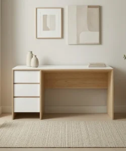 Office Desk Dubai - 24mm MDF Top, Modesty Panel, Fixed Storage and Grommet