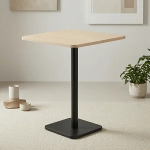 Laptop Table Dubai - 24mm MDF Curved Edge Top, Stem Leg, Circular Metal Base 640H