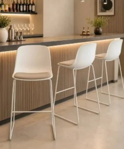 Mono Upholstered Bar Stool - Plastic Shell, Upholstered Seat, Sled Base 760mm