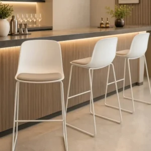 Mono Upholstered Bar Stool - Plastic Shell, Upholstered Seat, Sled Base 760mm