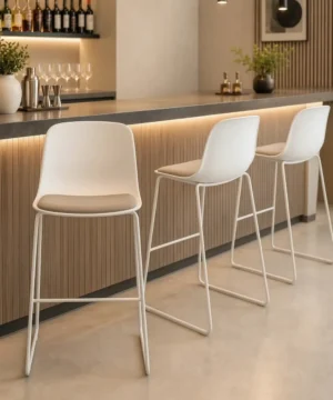 Mono Upholstered Bar Stool - Plastic Shell, Upholstered Seat, Sled Base 760mm