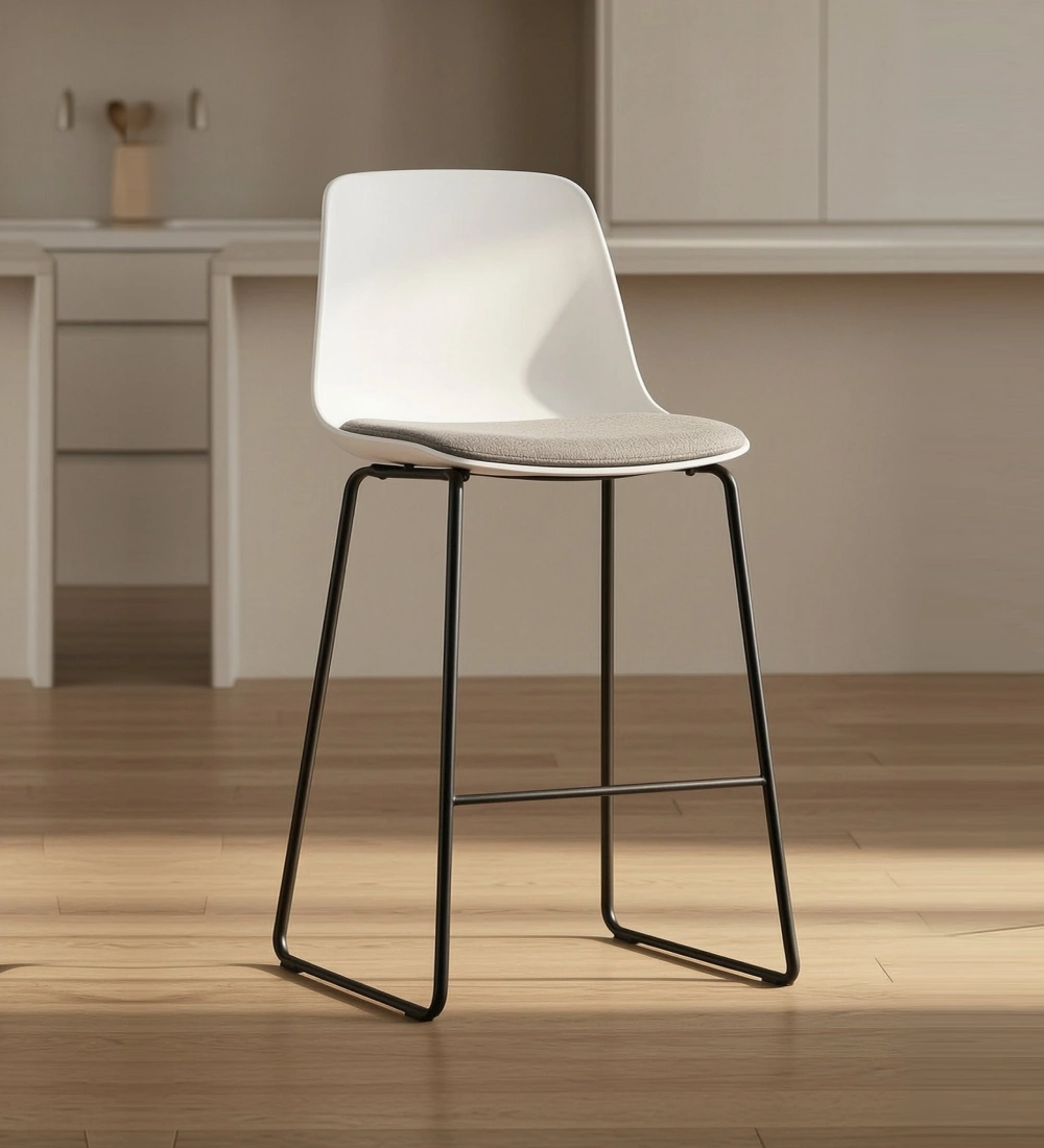 Mono Upholstered Bar Stool - Plastic Shell, Upholstered Seat, Sled Base 760mm