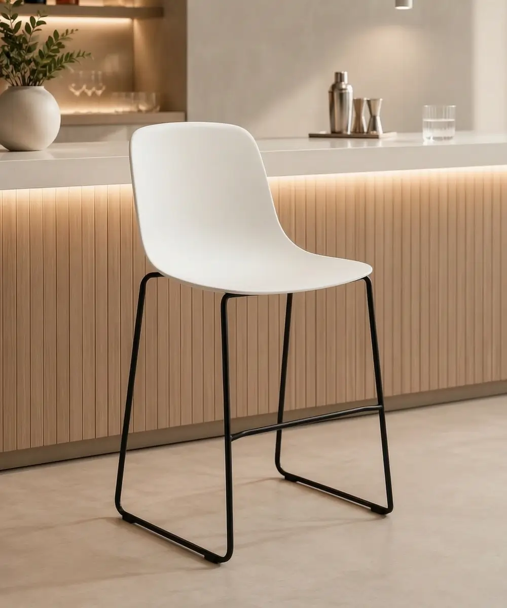 Mono Kitchen Stool Dubai - Plastic Shell, Sled Base, 640mm Seat Height