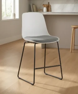 Mono Upholstered Kitchen Stool - Plastic Shell, Upholstered Seat, Sled Base 640mm