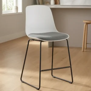 Mono Upholstered Kitchen Stool - Plastic Shell, Upholstered Seat, Sled Base 640mm
