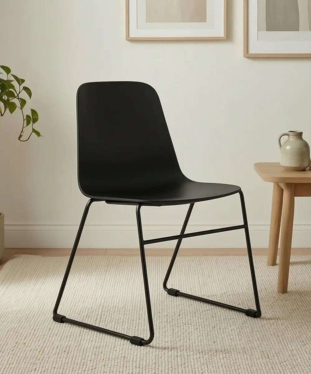 Mono Shell Stool, sled - Base (Black), Shell (Black)
