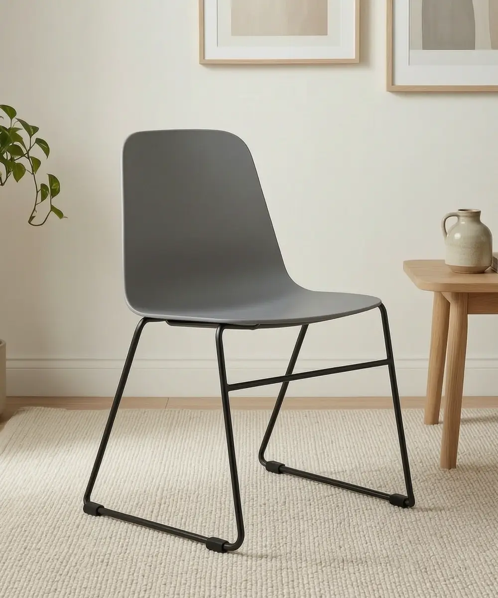 Mono Shell Stool, sled - Base (Black), Shell (Grey)