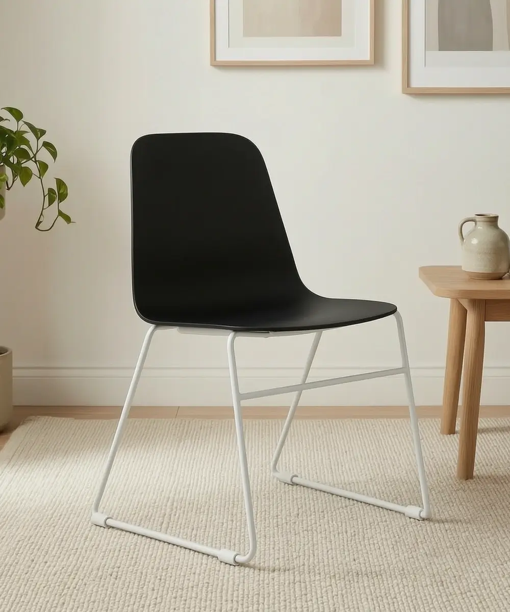 Mono Shell Stool, sled - Base (White), Shell (Black)