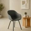 Orla Chair Front Upholstered - Base (Black) Shell (Grey)