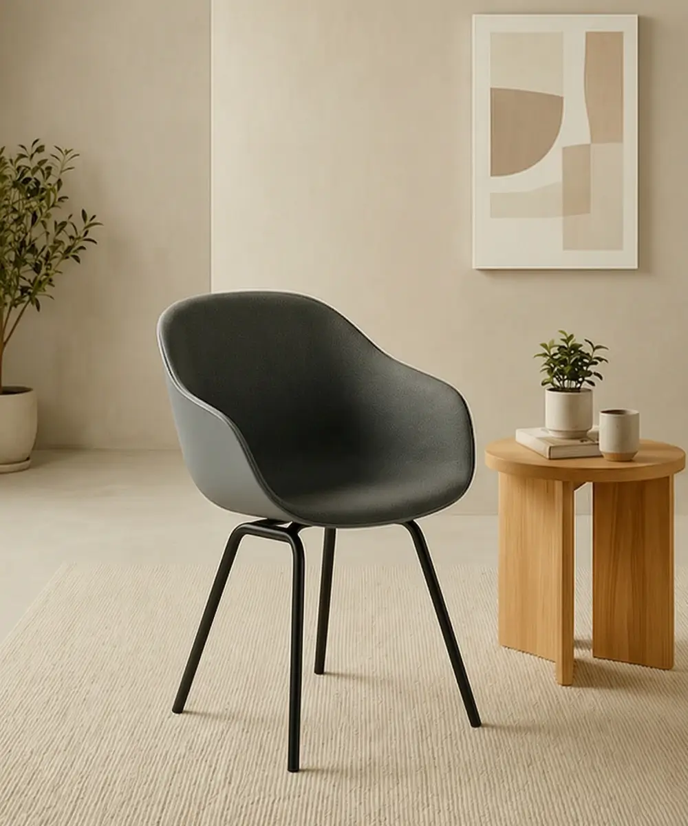 Orla Chair Front Upholstered - Base (Black) Shell (Grey)