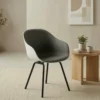 Orla Chair Front Upholstered - Base (Black) Shell (White)