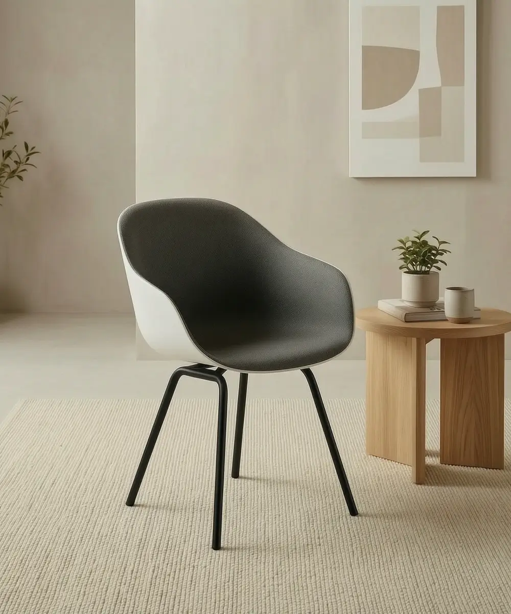 Orla Chair Front Upholstered - Base (Black) Shell (White)