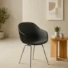 Orla Chair Front Upholstered - Base (Chrome) Shell (Black)