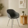 Orla Chair Front Upholstered - Base (Chrome) Shell (Grey)
