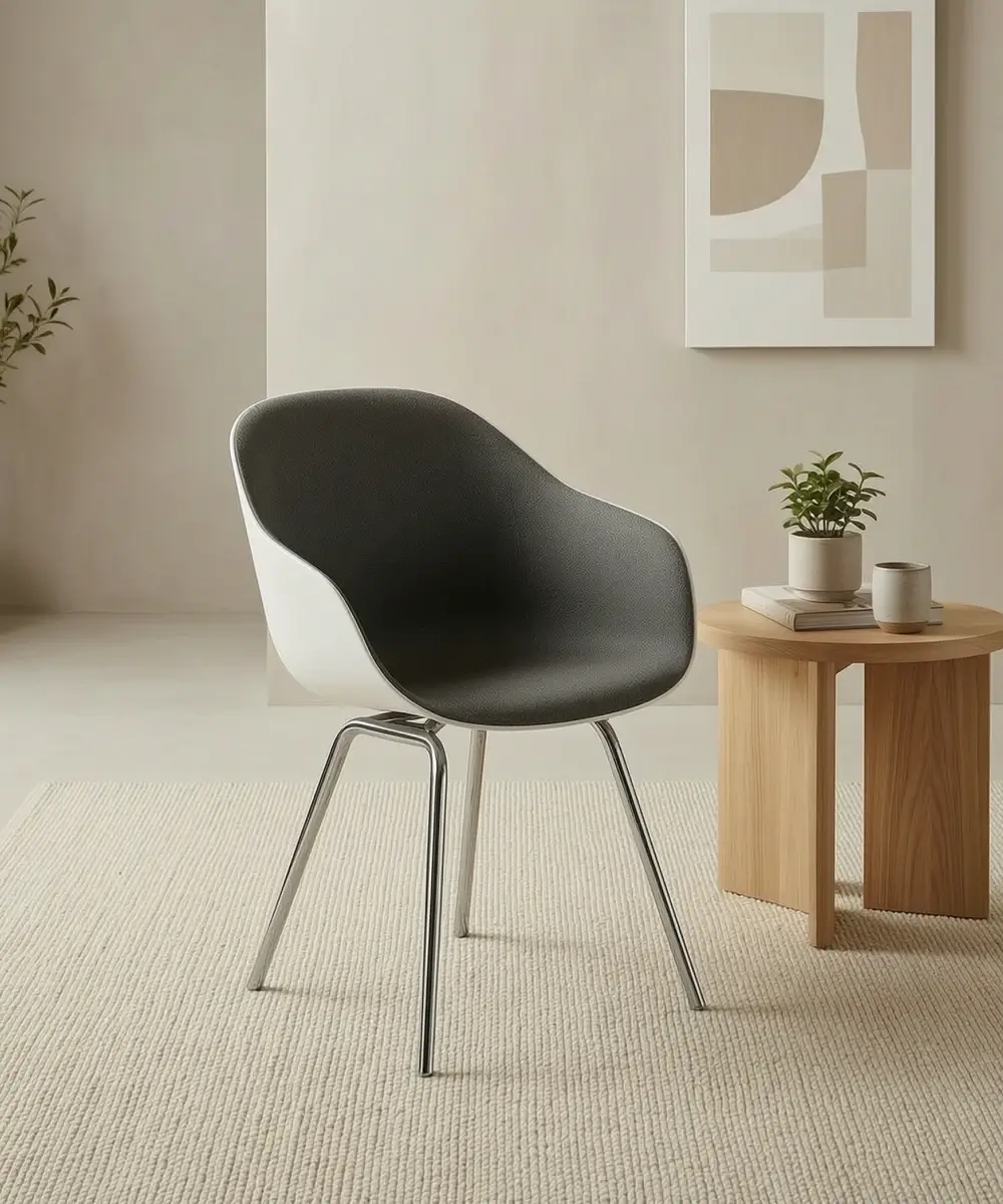 Orla Front Upholstered Shell Chair, Dubai High Density Foam, 4-Leg Chrome Base