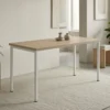 RECTANGULAR MDF TOP 24mm WITH ROUND METAL LEGS AND FIXED GLIDE W1600_D800_H760