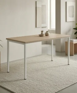 Rectangular Office Table - 24mm Top, Round Metal Legs, Fixed Glides 760H
