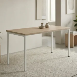 Rectangular Office Table - 24mm Top, Round Metal Legs, Fixed Glides 760H