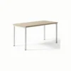 RECTANGULAR MDF TOP 24mm WITH ROUND METAL LEGS AND FIXED GLIDE W1600_D800_H760 Rectangular Office Table