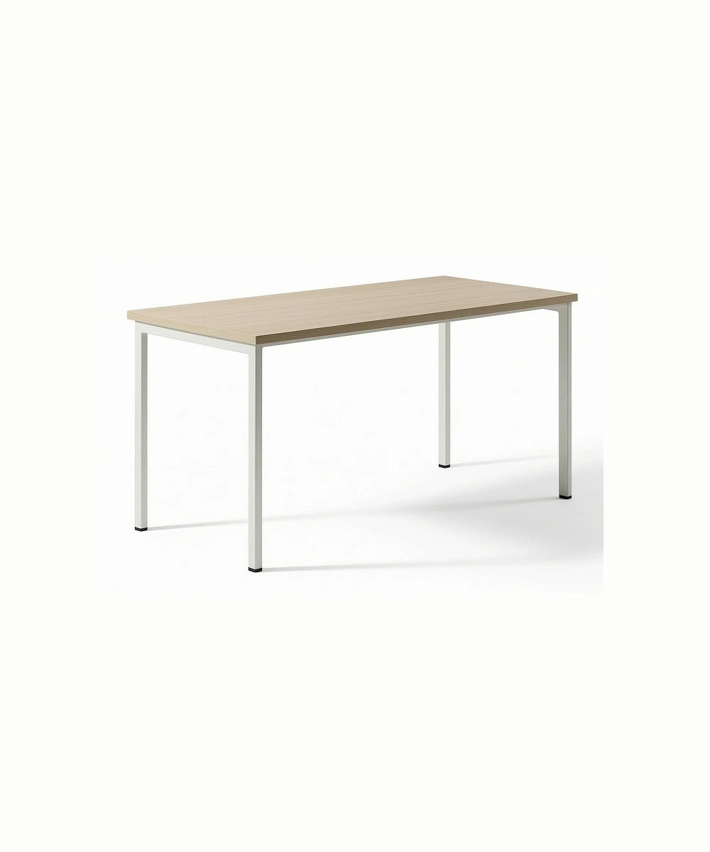 RECTANGULAR MDF TOP 24mm WITH ROUND METAL LEGS AND FIXED GLIDE W1600_D800_H760 Rectangular Office Table