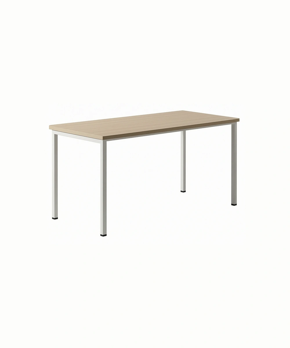 RECTANGULAR MDF TOP 24mm WITH ROUND METAL LEGS AND FIXED GLIDE W1800_D800_H760 1 Large Meeting Table
